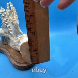 Vintage Signed Moose Antler Carving. Signed By T. Goosen. 1992