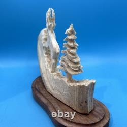 Vintage Signed Moose Antler Carving. Signed By T. Goosen. 1992