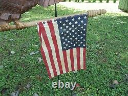 Vintage Signed Patriotic Folk Art American Eagle Hand Carved withFlag