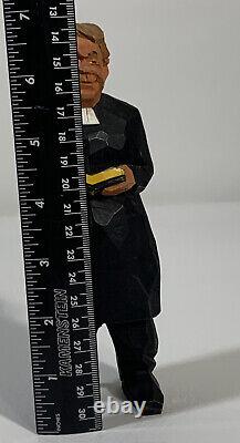 Vintage Sven Hand Carved Wooden Folk Art Figure Priest Man 7 inch Tall Signed