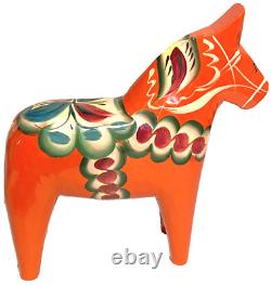 Vintage Sweden Dala Horse Folk Art Artisan Carved Wood Painted Figure Sculpture