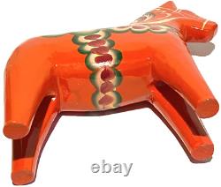 Vintage Sweden Dala Horse Folk Art Artisan Carved Wood Painted Figure Sculpture