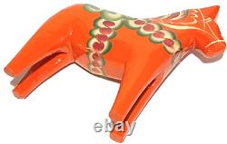 Vintage Sweden Dala Horse Folk Art Artisan Carved Wood Painted Figure Sculpture