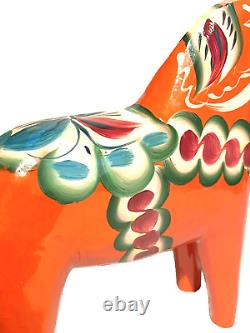 Vintage Sweden Dala Horse Folk Art Artisan Carved Wood Painted Figure Sculpture