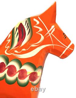 Vintage Sweden Dala Horse Folk Art Artisan Carved Wood Painted Figure Sculpture