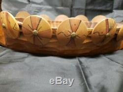 Vintage Swedish Hand Carved Wood Ahrneberg Viking Ship Bowl Scandinavia Folk Art