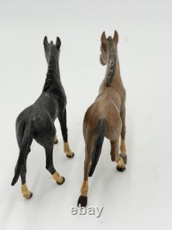 Vintage Swiss Folk Art Wooden Carved Horses Foals Figurines 3H