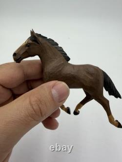Vintage Swiss Folk Art Wooden Carved Horses Foals Figurines 3H