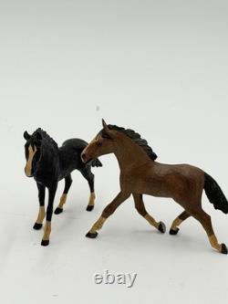 Vintage Swiss Folk Art Wooden Carved Horses Foals Figurines 3H
