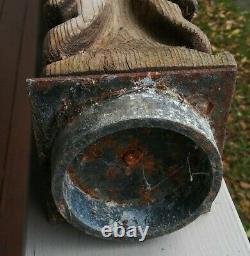 Vintage Tiki Style Carved Wood Faces Folk Art Red Cedar Totem 24 Polynesian