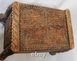 Vintage Tramp Art Box 1934 Signed Paul Venuto Antique Style Chip Carved Folk Art