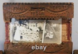 Vintage Tramp Art Box 1934 Signed Paul Venuto Antique Style Chip Carved Folk Art