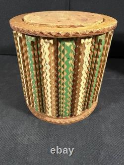 Vintage Tramp Art Wooden Box Hand Carved Folk Art Jewelry or Storage Box