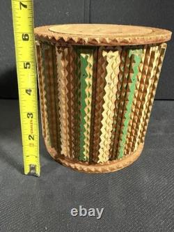 Vintage Tramp Art Wooden Box Hand Carved Folk Art Jewelry or Storage Box