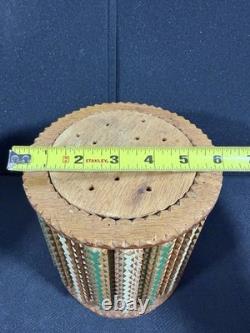 Vintage Tramp Art Wooden Box Hand Carved Folk Art Jewelry or Storage Box