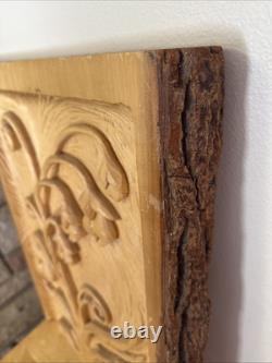 Vintage Tree Interpretive Folk Art Wall Hanging Wood Rustic Hand Carved OOAK