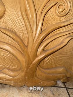 Vintage Tree Interpretive Folk Art Wall Hanging Wood Rustic Hand Carved OOAK