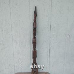 Vintage Tribal Hand-Carved Wooden Totem Pole 30 Figural Faces Folk Art