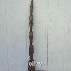 Vintage Tribal Hand-Carved Wooden Totem Pole 30 Figural Faces Folk Art