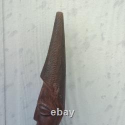 Vintage Tribal Hand-Carved Wooden Totem Pole 30 Figural Faces Folk Art