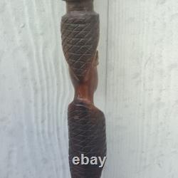 Vintage Tribal Hand-Carved Wooden Totem Pole 30 Figural Faces Folk Art