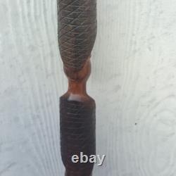 Vintage Tribal Hand-Carved Wooden Totem Pole 30 Figural Faces Folk Art