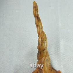 Vintage Unusual Folk Art UNI-GOAT Carved Burl Wood Goat Antelope Single Horn
