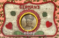 Vintage WWII Military Folk ArtAfrican American Soldier PhotoOOAK Carved Frame