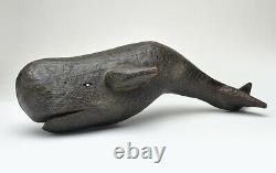 Vintage Whale Wood Carving Wall Mount Sculpture Plaque Handmade Folk Art