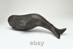 Vintage Whale Wood Carving Wall Mount Sculpture Plaque Handmade Folk Art