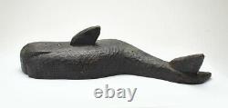 Vintage Whale Wood Carving Wall Mount Sculpture Plaque Handmade Folk Art