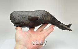 Vintage Whale Wood Carving Wall Mount Sculpture Plaque Handmade Folk Art