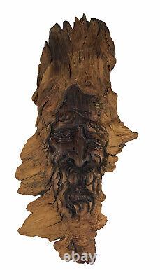 Vintage Wood Carved Folk Art Old Man Figure Signed