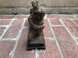 Vintage Wood Carved Prospector Miner with Stubborn Donkey Mule Statue Figurine