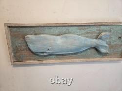 Vintage Wood Carved Whale Art original work -New Egland folk artist J. Gibson #3