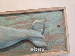 Vintage Wood Carved Whale Art original work -New Egland folk artist J. Gibson #3