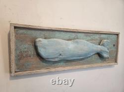 Vintage Wood Carved Whale Art original work -New Egland folk artist J. Gibson #3