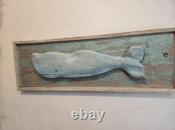 Vintage Wood Carved Whale Art original work -New Egland folk artist J. Gibson #3