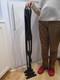Vintage Wood Folk Art Carved Mother & Child Sculpture Statue Brass Base 41 T