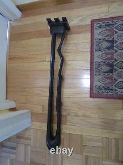 Vintage Wood Folk Art Carved Mother & Child Sculpture statue brass base 41 T