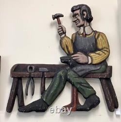 Vintage Wood Folk Art Carving Of Artisan By Jarvis Boone Of NY 1960's