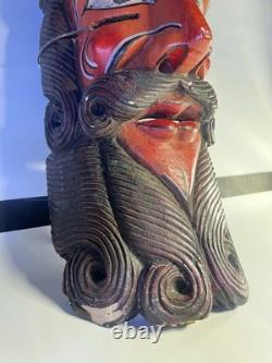 Vintage Wood Hand Carved Devil Mask Folk Art