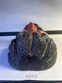 Vintage Wood Hand Carved Devil Mask Folk Art