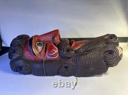 Vintage Wood Hand Carved Devil Mask Folk Art