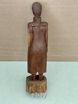 Vintage Wood Statue 19 Hand Carved Figural Soldier Solid Wood Folk Art