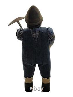 Vintage Wooden Folk Art Figurine Hand Carved Man Gardener Statue Figurine 15'
