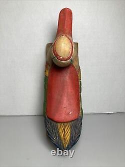 Vintage Wooden Hand Carved Duck Rocking Horse Painted Primitive Folk Art