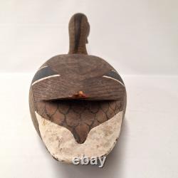 Vintage Wooden Mallard Duck Decoy Hand Carved, WPM Marked, Folk Art Waterfowl