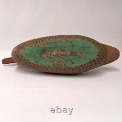 Vintage Wooden Mallard Duck Decoy Hand Carved, WPM Marked, Folk Art Waterfowl