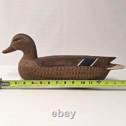 Vintage Wooden Mallard Duck Decoy Hand Carved, WPM Marked, Folk Art Waterfowl